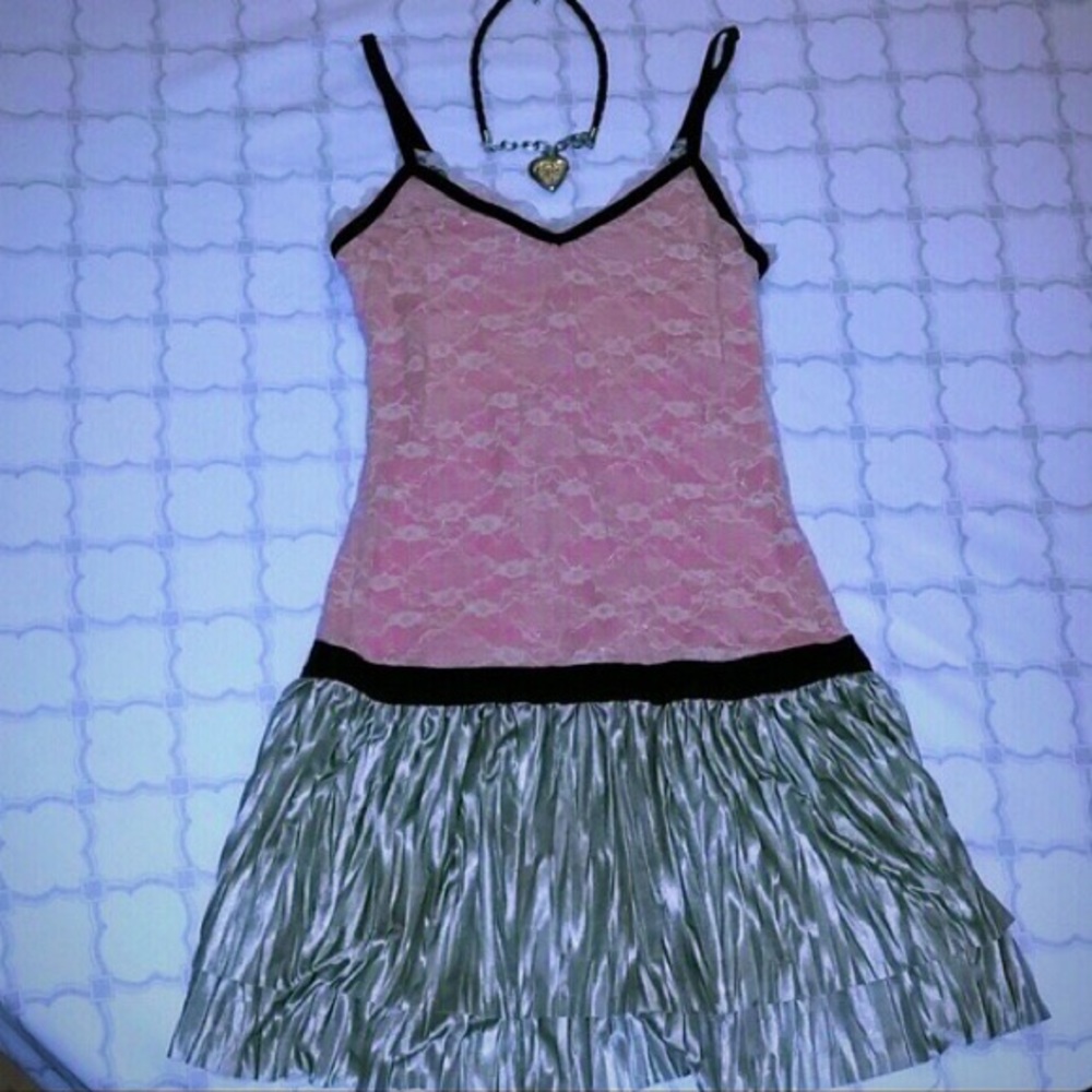 forever 21 pink lace babydoll dress sz Small